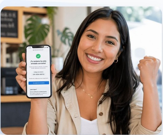Cliente mostrando el registro de reclamo enviado desde su celular